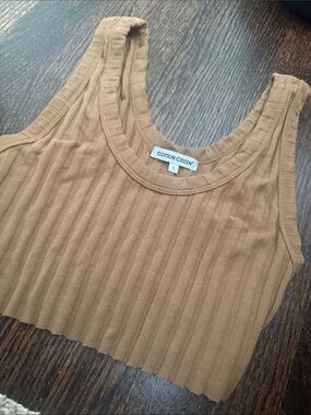 Cotton Citizen Ribbed Tank Top in Camel Brown